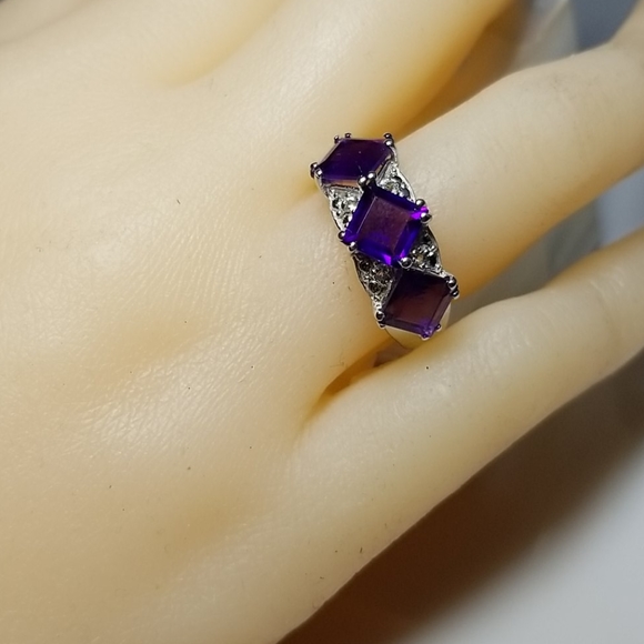 SS Amethyst & Topaz Ring  Sz7 - Picture 9 of 10